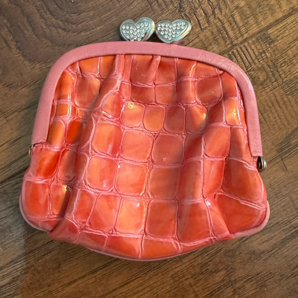 Brighton Pink Croco Coin Purse with sparkle Heart Clasp